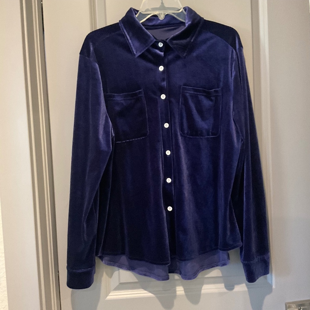 midnight Blue velveteen blouse